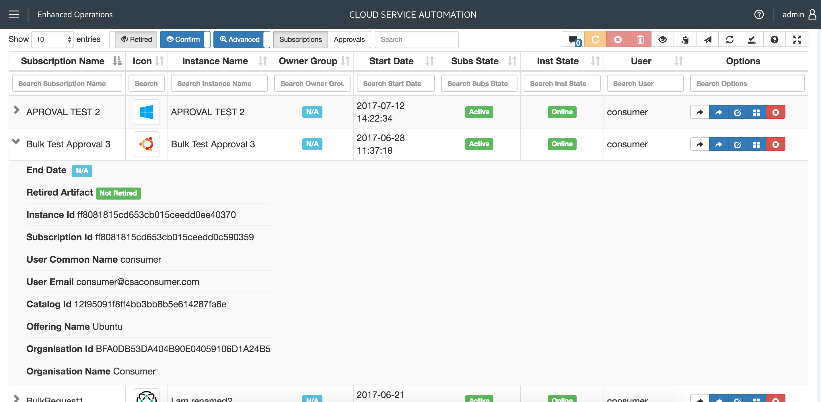 CSA Enhanced Operations interface